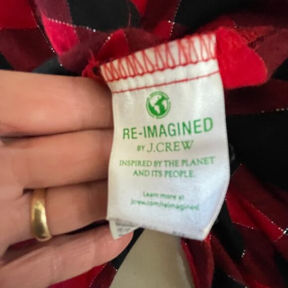 J. CREW Red Black Buffalo Check Plaid Pattern Button Down Womens XL Christmas - Picture 9 of 13